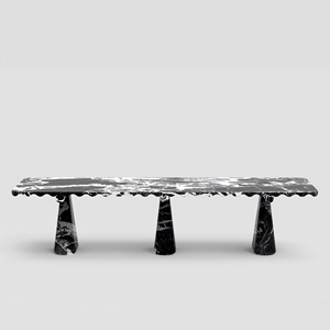 HZX Nature Stone Calacata <span class=keywords><strong>Table</strong></span> à manger noire plus longue de 3m en marbre travertin Meubles de maison Meubles en marbre de style européen - Product Image 1