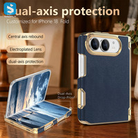 Étui de protection pour téléphone portable de luxe pour affaires, Edelweiss, étui en cuir PU à double axe magnétique intégré pour iPhone Duo
