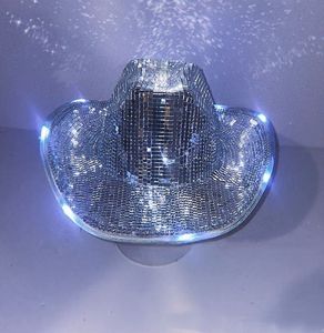 Chapeau de cowboy <span class=keywords><strong>disco</strong></span> miroir argenté étincelant pour femmes le plus populaire - Product Image 2