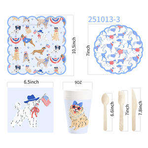 Platos y Servilletas para Perros DAMAI, Artículos para Fiestas, Decoraciones con Temática Canina, Juego de Vajilla Azul para Cachorros, Juego de Vajilla Desechable - Product Image 5