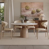 Table à manger ronde rétro française, mobilier en bois simple haut de gamme pour appartement, villa, design moderne pour usage domestique