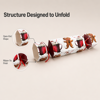 Boîte de Noël élégante pliable de style cracker avec logo personnalisé en gros pour l'emballage de cadeaux avec ruban