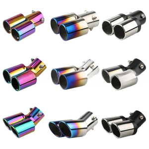 Cháy màu xanh xe tự động ống xả Muffler tip thép không gỉ kép Ống TRIM sửa đổi xe phía sau đuôi họng lót cho hầu hết các xe ô tô - Product Image 1