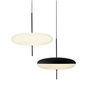 Modern E27 Pendant Light Kitchen Hanging Lamp Chandeliers Flat Circular Wire Adjustable Metal Dining Room Bar LED Bedroom