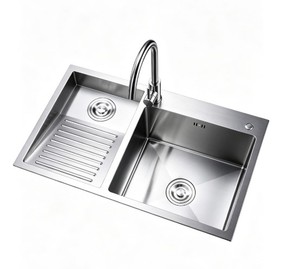 Fregadero de cocina cuadrado de acero inoxidable con doble cubeta, lavadero integrado con tabla de lavado, para lavandería, hogar, apartamento, proyecto, lavabos para champú - Product Image 1