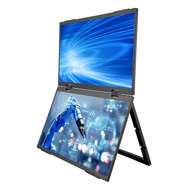 Highly Popular 15.6 Inch Foldable Dual Screen Portable Monitor for Laptops Windows Desktop Android Tablet Extension Monitor