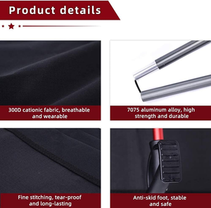 Tube en aluminium léger noir de lit pliant portatif + tissu d'Oxford 600D pour le camping - Product Image 5