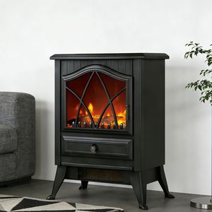 Chimenea Eléctrica Moderna Independiente con Llama LED y Diseño Metálico para Uso Doméstico, Elemento Calefactor con Reducción de Tarifas - Product Image 5