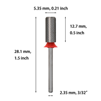 Fraise à ongles en carbure à barillet fin 5XC, sûre et précise, pour gel épais, poudre acrylique et polissage, 5.35*12.7, pour lime électrique à ongles