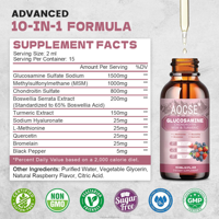 Glucosamine Chondroïtine Sulfate MSM Gouttes Liquides 60ml Complément Alimentaire Contenant Curcuma, Encens, Quercétine, Bromélaïne