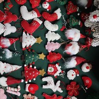 Weihnachtsschmuck zum Aufhängen, roter beflockter Weihnachtsanhänger, Baumschmuck, Dekorationen, Geschenke für Feiertage, Zuhause, Party