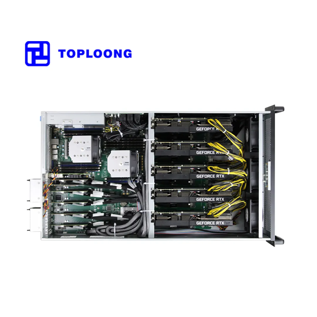 5 6 Game Versie Grafische Kaarten Ai Server Platform Rack Mount Gpu Server Case Pcie 81Mm Spatiëring Ondersteunt Intel En Amd