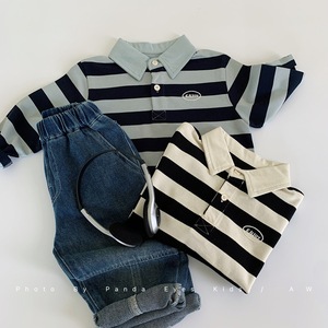 2025 Polo autunnale Casual da ragazzo nuova t-Shirt alla moda a maniche lunghe con collo rovesciato sottile felpa primaverile per bambini - Product Image 2