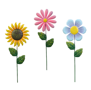 Piquets de jardin de fleurs en métal grands paysages décoratifs colorés jardinage décoration extérieure, ornement de pelouse et de cour rouille - Product Image 1