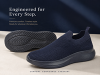 Baskets Homme Design Simple Slip On Tige Flyknit Respirante Semelle Plateforme Rembourrée Légère Marche