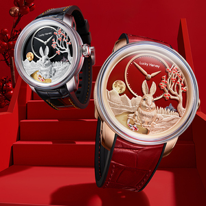 นาฬิกาข้อมืออัตโนมัติ Lucky Harvey รุ่น Red Rabbit/Silver Rabbit หน้าปัดแซฟไฟร์คริสตัล กันน้ำ 3 บาร์ รุ่น ZLS201 - Product Image 4