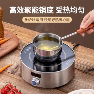 Olla de acero inoxidable con mango largo y asa de madera de 300 ml para cocinar en la cocina y calentar leche - Product Image 4