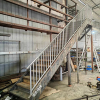 Escalier extérieur en acier inoxydable, poutre durable, escalier droit imperméable, escalier en bois, rampes extérieures