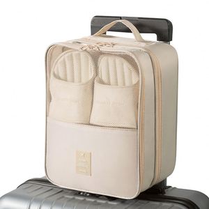 Three-Layer Thickened Eco-friendly Dustproof Outdoor Travel Shoe <b>Storage</b> Bag Easy to Carry Polyester Material Zipper Closure - Product Image 1