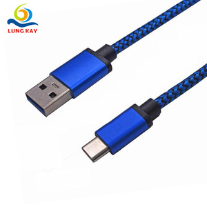 Lung Kay <b>Usb</b> 3.0 <b>To</b> Type C Data <b>Cable</b> Blue Nylon Braided For Android Phones 0.5m Length - Product Image 1