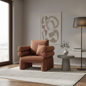 创意2025设计师粉扑单座沙发天鹅绒面料舒适单口音放松沙发椅 - Product Image 1