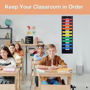 Wall File Organizer 10 Pockets 420D Oxford Waterproof Office <b>Storage</b> Chart Hanging Behind Door Wall Mounted - Product Image 5