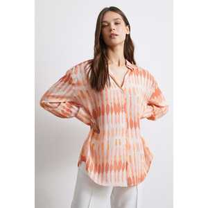 Chemise boutonnée en popeline à imprimé orange pour femme Vero Moda, style bohème, à porter au quotidien - Product Image 4