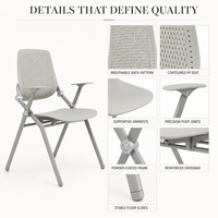 Chaise de formation pliable à assise large, dossier perforé respirant, articulation en acier, ergonomique, pivotante, pour bureau à domicile et usage commercial