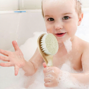 Ensemble de bain pour bébé avec logo personnalisé, masseur de cuir chevelu pour nouveau-né, kit de soin des cheveux, brosse à poils doux, peigne en bois de hêtre pour bébé - Product Image 4