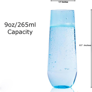 Copas de Champán sin Tallo de Plástico de 9 oz, Irrompibles, para Prosecco, Vino, Cócteles, Bodas, Restaurantes, Hechas en Vietnam - Product Image 5