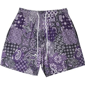 Pantalones Cortos Deportivos Personalizados para Hombre, Estampado Paisley Morado, Secado Rápido, Cintura con Cordón Ajustable - Product Image 1