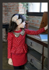 Vêtements pour enfants en gros, style coréen, robe de princesse à pois à manches longues pour petites filles, provenant d'une usine chinoise - Product Image 3