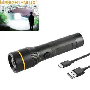 Custom Long Distance High Power Zoom USB Taschenlampe Torch Waterproof Super Bright XHP50 Powerful LED Rechargeable Flashlight