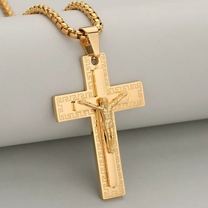 Fashion Gold Plated Hollow Pendant Stainless Steel Jesus <b>Cross</b> Pendant - Product Image 2