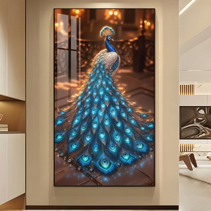 Arte Mural de Estilo Nórdico de Lujo, Moderno con Luz LED, Cristal, Marco Negro, Impresión de Alce, Pintura de Naturaleza Muerta, para Dormitorio, Oficina, Hotel - Product Image 3