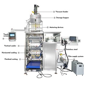 Machine d'emballage automatique multi-voies pour sachets à scellage 4 côtés, 5g, 10g, pour granulés, sucre d'hôtel - Product Image 3