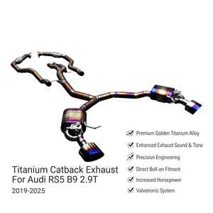 Escape Deportivo Vortex Bespoke de Titanio con Acabado Dorado y Válvula, Compatible con Audi RS5 B9 2.9T 2019-2025, Sonido Exótico - Product Image 1