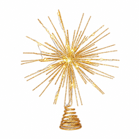 Pohon Natal LED Bertenaga Baterai dengan Hiasan Bunga 3D Glitter Emas dan Alas Spiral Logam yang Dapat Digunakan Kembali untuk Dekorasi Rumah Natal