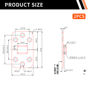 Bisagra de acero inoxidable para cubierta de barco, 70x41,3 mm, para reparación de puertas de gabinetes, herrajes marinos - Product Image 2