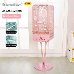 Papağanlar için zarif ev kuş kafesi akrilik dekoratif Metal düğme Villa katı desen kuş cilt manzara kuş kafesi - Product Image 5