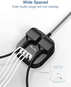 Gmark CE UKCA Approved Double Socket <strong>USB</strong> <strong>Extension</strong> <strong>Lead</strong> , 13A Fused UK Plug Adapter, 1 Metre <strong>Extension</strong> Cable Power Strip - Black - Product Image 3