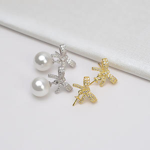 Juego de Collar y Aretes de Plata S925 con Forma de Lazo, Accesorios Personalizados para DIY, Semi-Acabados 1339 para Regalo - Product Image 1