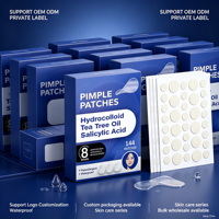 Patchs Hydrocolloïdes Anti-Acné Multi-Tailles 144 Pièces à l'Arbre à Thé et à l'Acide Salicylique pour Couvrir les Imperfections du Visage – Soin Quotidien de la Peau – Vente en Gros