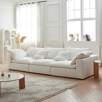Ensemble de canapés Cloud Sense de designer scandinave moderne, blanc uni, modulaire, grand et profond, pour salon, en tissu blanc Cloud Sense