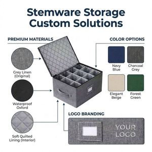 Caja de Almacenamiento para Copas de Vino con Divisores para Cristalería, Almacenamiento y Transporte, Carcasa Rígida y Apilable - Product Image 4