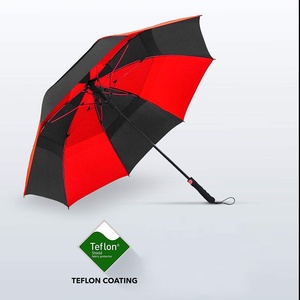 Wholesale Auto Black Red Two-tier Double Canopy 62/68-inch Oversize Windproof Golf <b>Umbrella</b> - Product Image 3