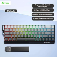 Keywin K68 Keyboard Mekanik Tiga Mode /Nirkabel/Berkabel RGB Gaming E-sports Khusus 68-tombol dengan Ukiran Samping untuk Desktop
