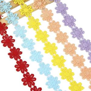 Cinta de encaje soluble en agua de 2.5cm, colorida, para decoración de cortinas, accesorios decorativos calados, diseño de girasol - Product Image 4