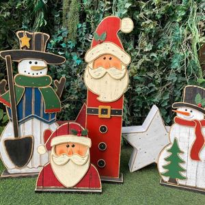 Decoraciones Navideñas de Jardín Personalizables, Muñeco de Santa Claus de Madera con Luces para Exhibición Navideña - Product Image 1