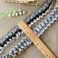 Ruban plissé contrastant noir et blanc de 3,5 cm avec bordure en dentelle pour la couture DIY, accessoires vestimentaires, décoration intérieure et bordure de rideaux